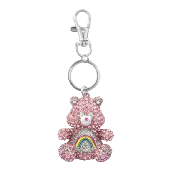 🔹Care Bears 🔹️Pave 3D Bling  Rhinestone pink Cheer Bear Keychain Collectible - Picture 1 of 8